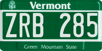 VT license plate ZRB285