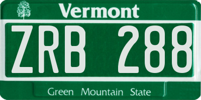 VT license plate ZRB288