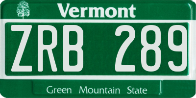 VT license plate ZRB289