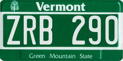 VT license plate ZRB290