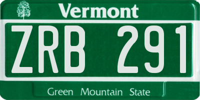 VT license plate ZRB291
