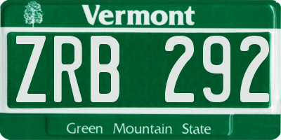 VT license plate ZRB292