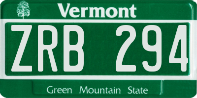 VT license plate ZRB294