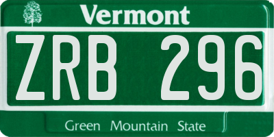 VT license plate ZRB296