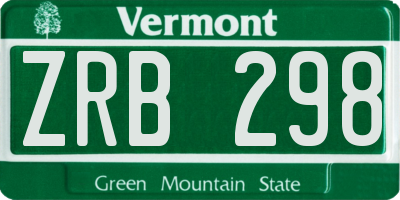 VT license plate ZRB298
