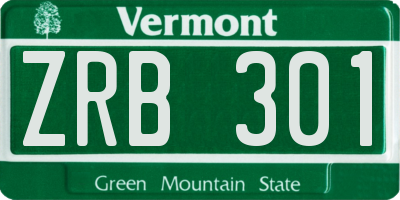 VT license plate ZRB301