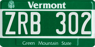 VT license plate ZRB302