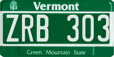 VT license plate ZRB303