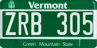 VT license plate ZRB305