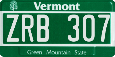 VT license plate ZRB307