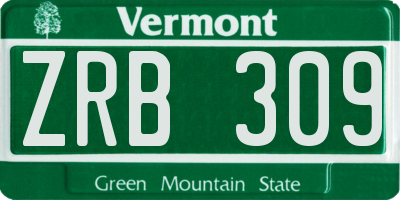 VT license plate ZRB309