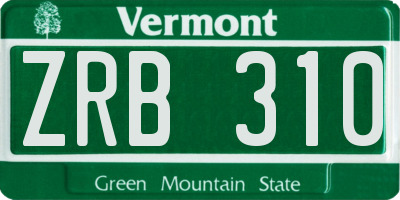 VT license plate ZRB310