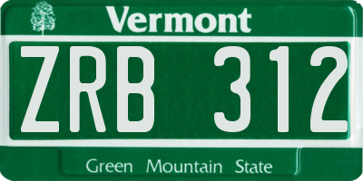 VT license plate ZRB312