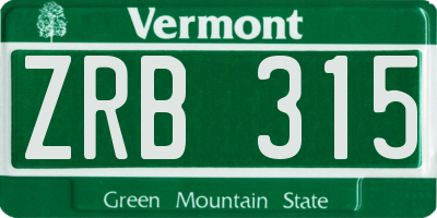 VT license plate ZRB315