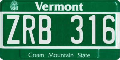 VT license plate ZRB316