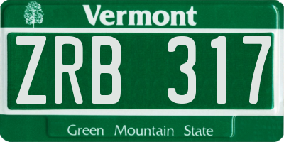 VT license plate ZRB317