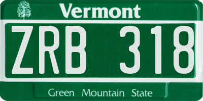 VT license plate ZRB318