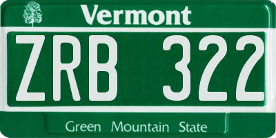 VT license plate ZRB322