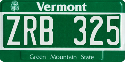 VT license plate ZRB325