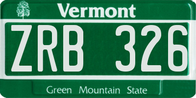 VT license plate ZRB326