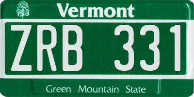 VT license plate ZRB331