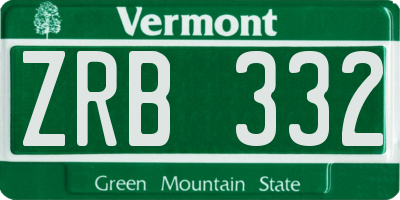 VT license plate ZRB332