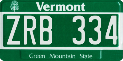 VT license plate ZRB334