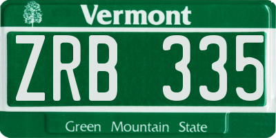 VT license plate ZRB335
