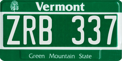 VT license plate ZRB337