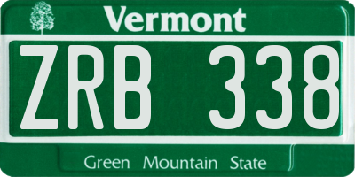 VT license plate ZRB338