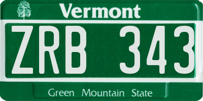 VT license plate ZRB343