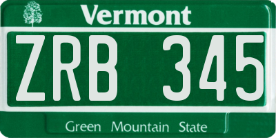 VT license plate ZRB345