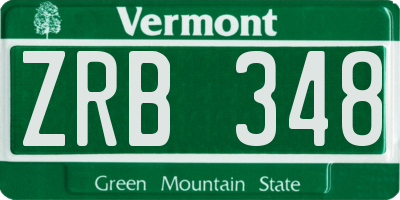 VT license plate ZRB348