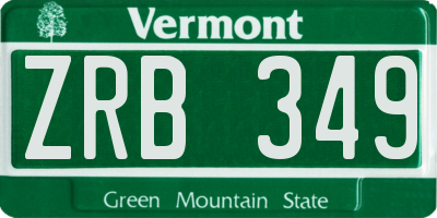 VT license plate ZRB349