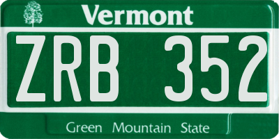 VT license plate ZRB352