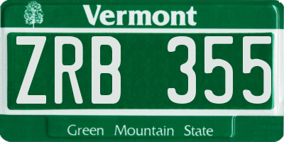 VT license plate ZRB355