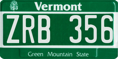 VT license plate ZRB356
