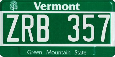 VT license plate ZRB357