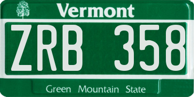 VT license plate ZRB358