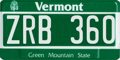 VT license plate ZRB360