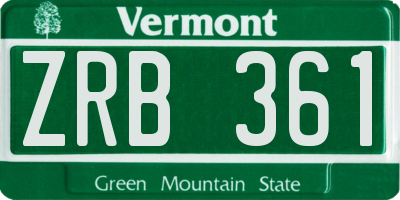 VT license plate ZRB361