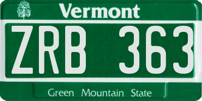VT license plate ZRB363