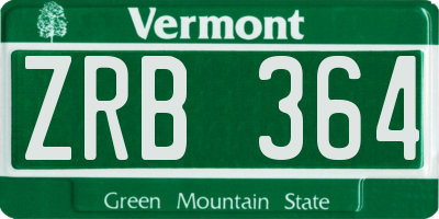 VT license plate ZRB364