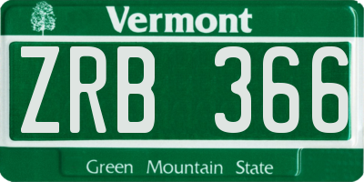 VT license plate ZRB366