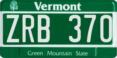 VT license plate ZRB370