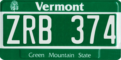 VT license plate ZRB374
