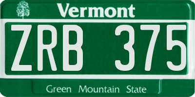 VT license plate ZRB375