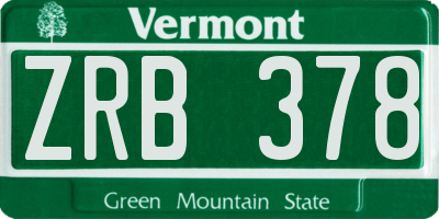 VT license plate ZRB378