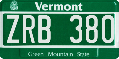 VT license plate ZRB380