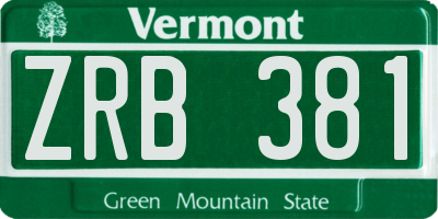 VT license plate ZRB381